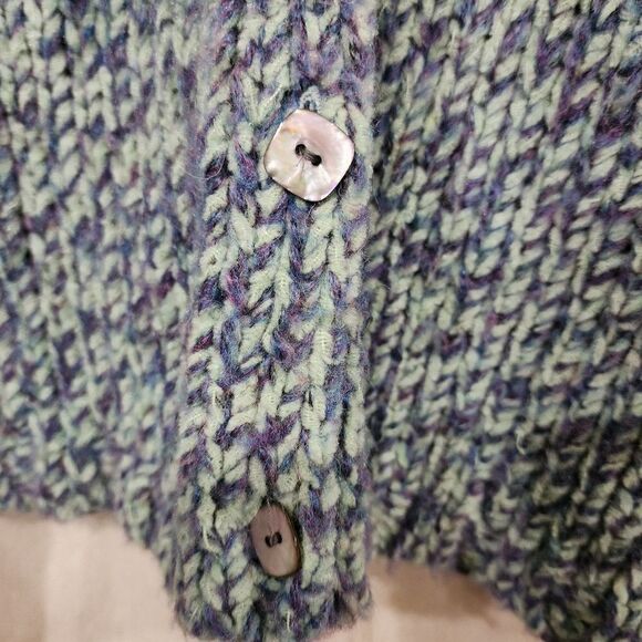 Vintage Northern Isles Variegated Knit Cardigan With Shell Buttons - Picture 12 of 13